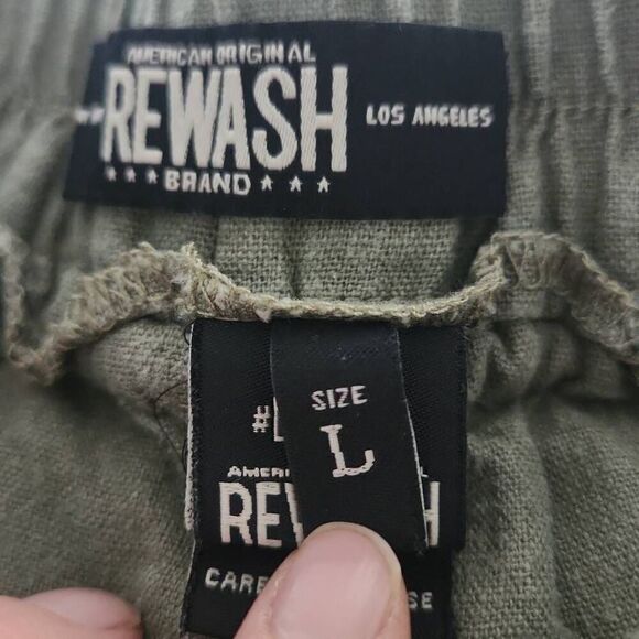 Rewash Brand Women's Size Large Olive Green Linen Blend Pull On Shorts - Picture 3 of 4